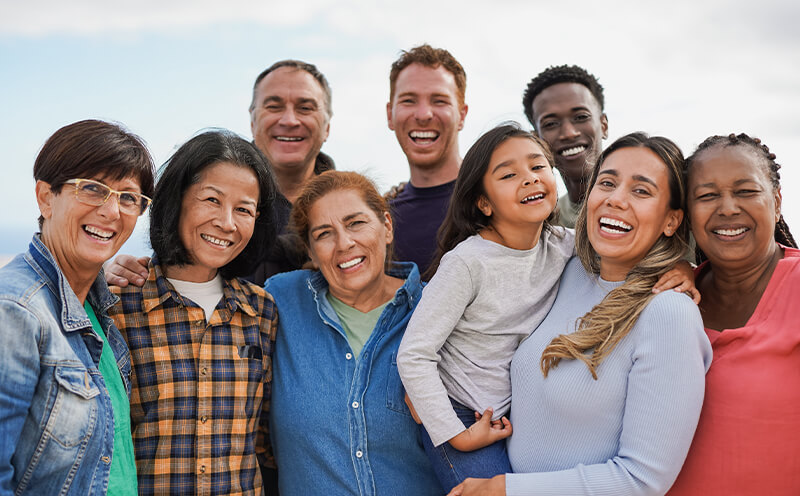 Group of smiling and healing individuals
